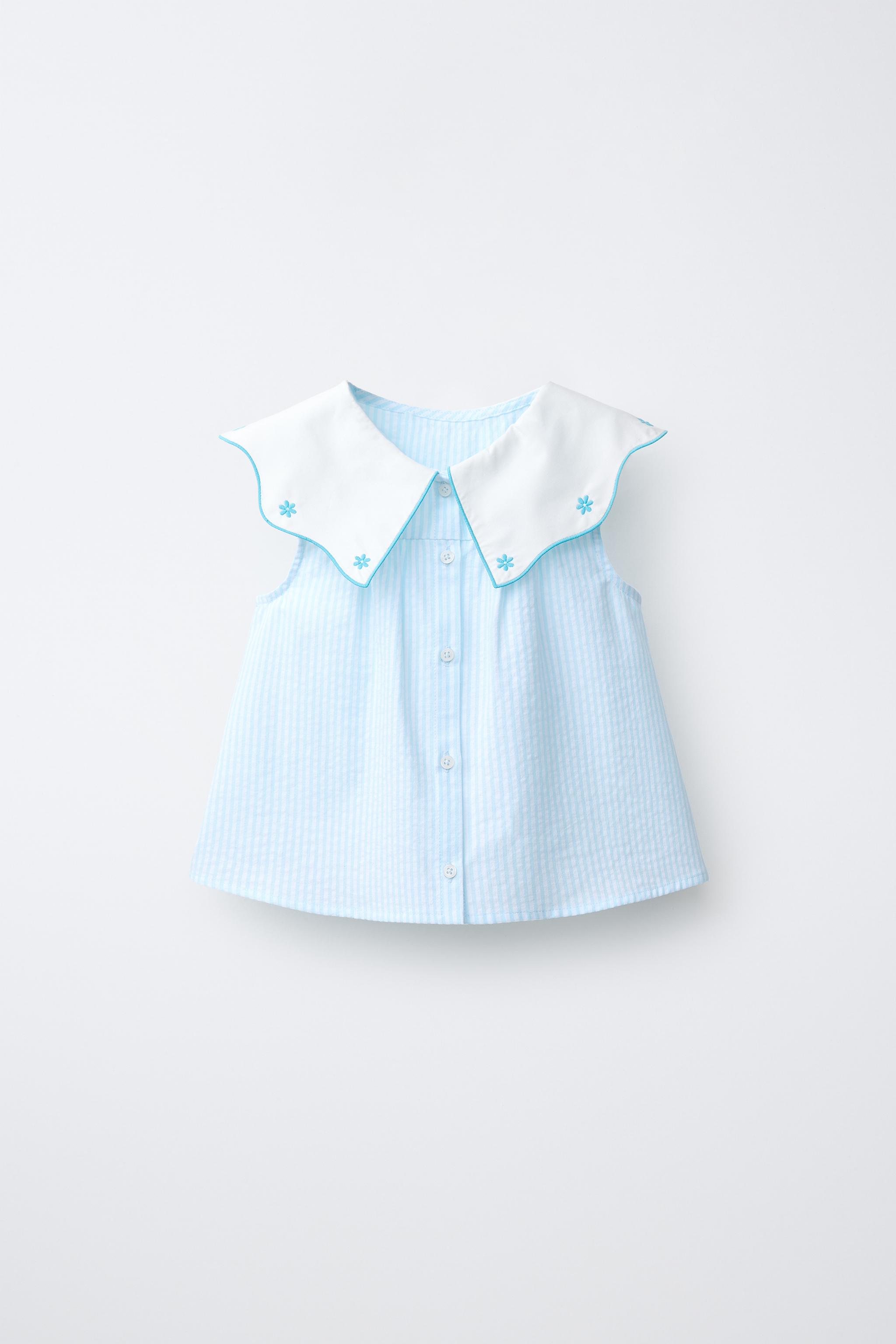 EMBROIDERED COLLAR STRIPED SHIRT